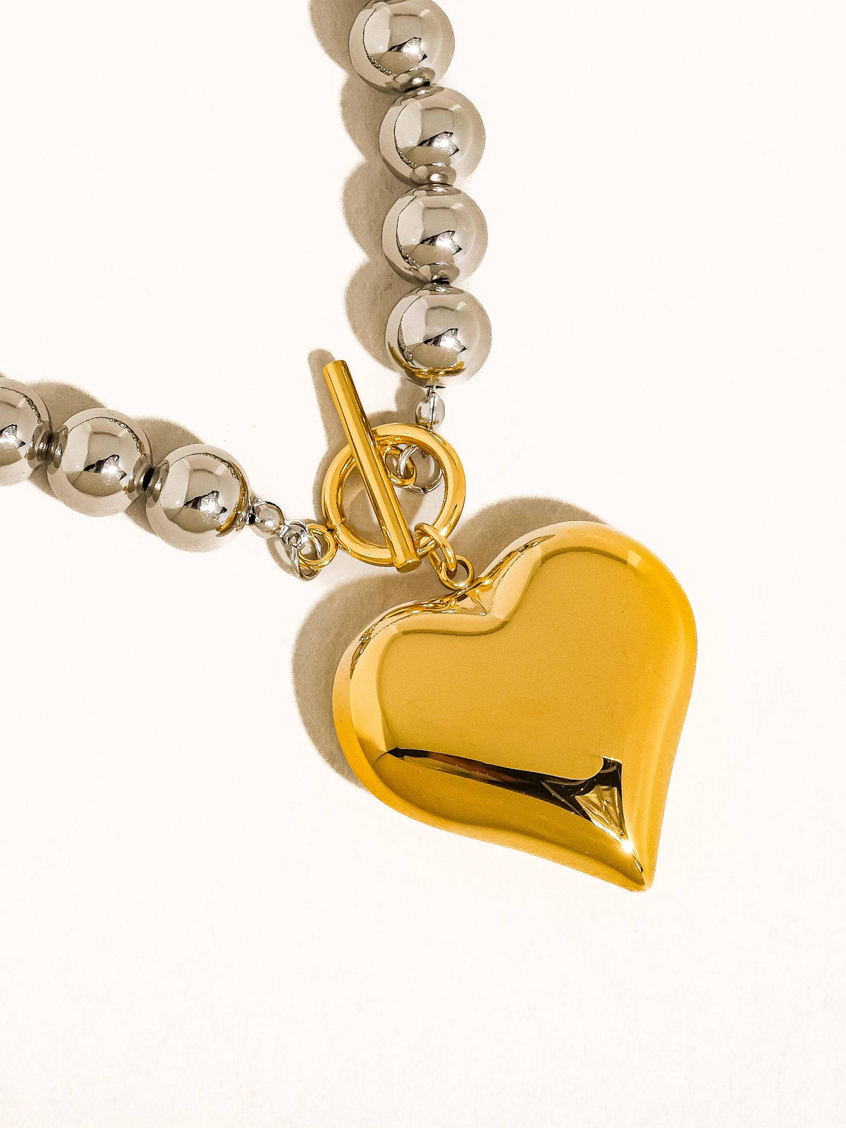 Raissa 18K Gold Non-Tarnish Two Tone Heart Necklace
