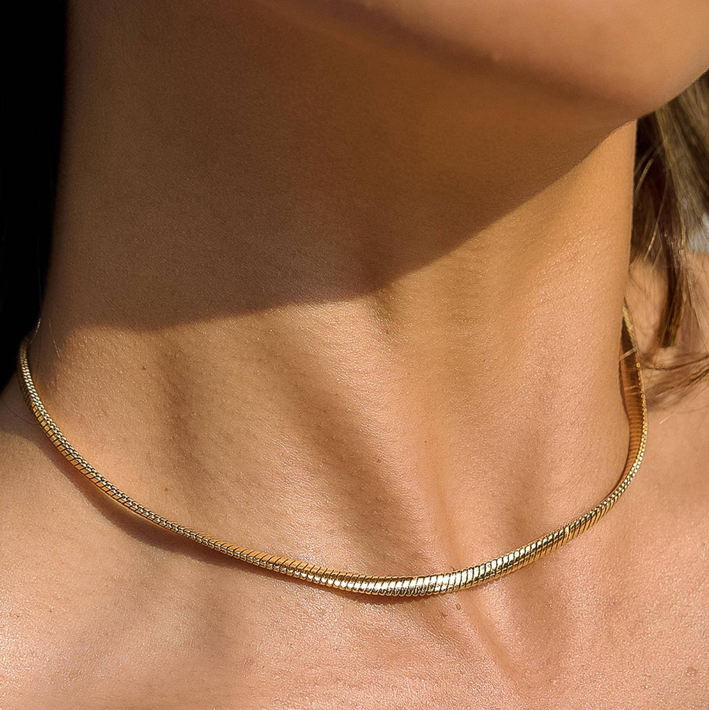 Papillon Non-Tarnish Classic Snake Chain Necklace - 18K Gold