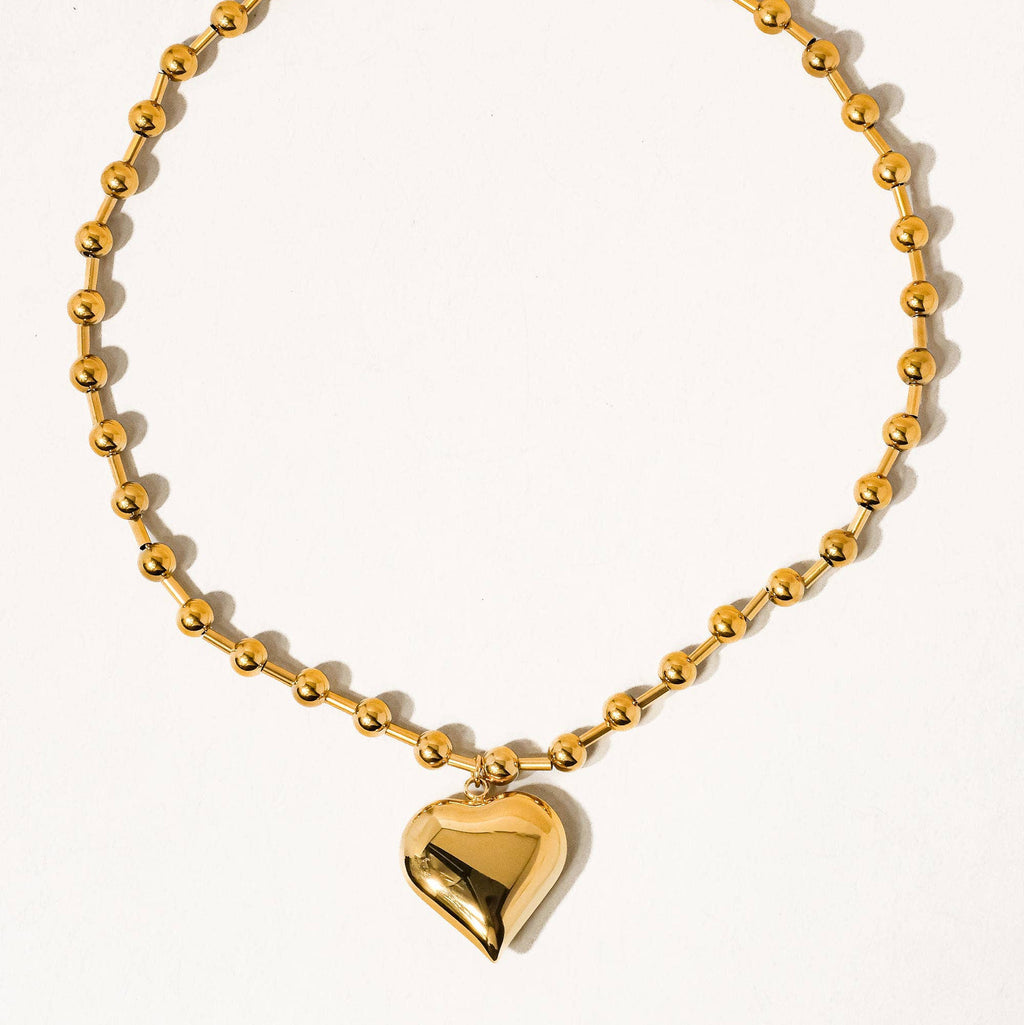 Paris 18K Gold Non-Tarnish Large Heart Chain Necklace